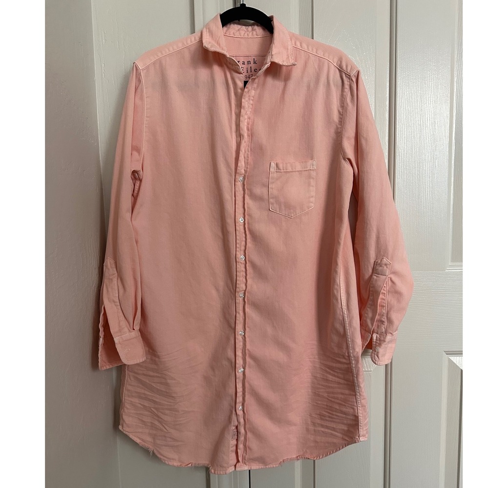 Frank & Eileen Mary Creamsicle Cotton Button Down Shirt Dress Woven in Italy S